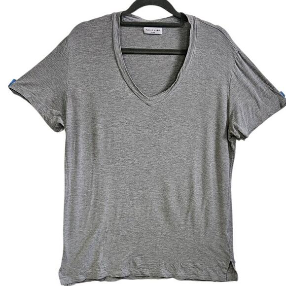 Public Habit Women's XL Short Sleeve V-Neck Slub Tee Shirt Light Gray Basic - Picture 1 of 6
